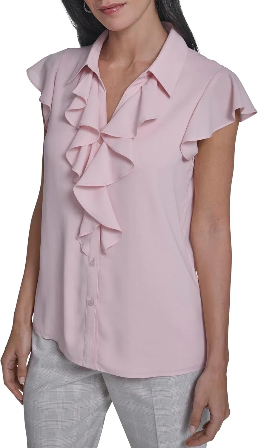 Блуза с капюшоном, короткий рукав, Calvin Klein, petal