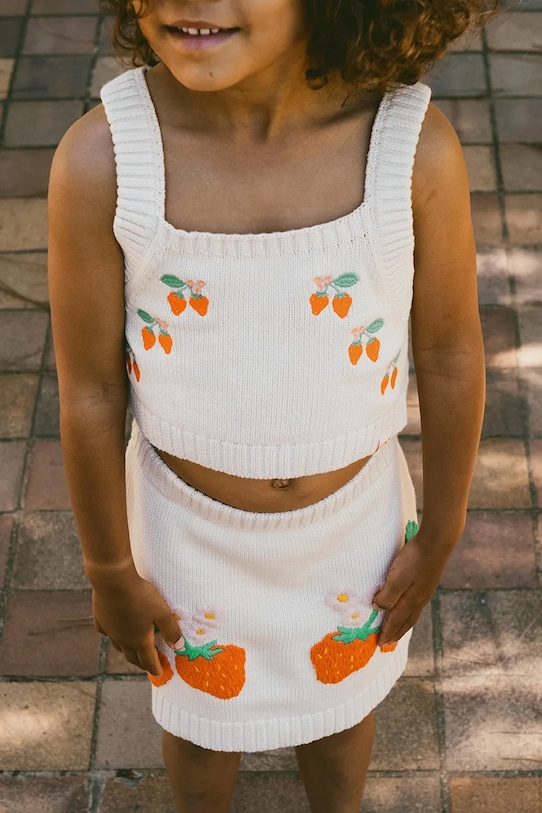

Детская хлопковая юбка STRAWBERRIES SKIRT Tinycottons, бежевый