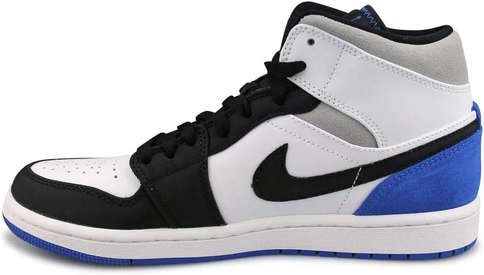 Кроссовки Air Jordan 1 Mid, Nike, White Black Blue — фото 2
