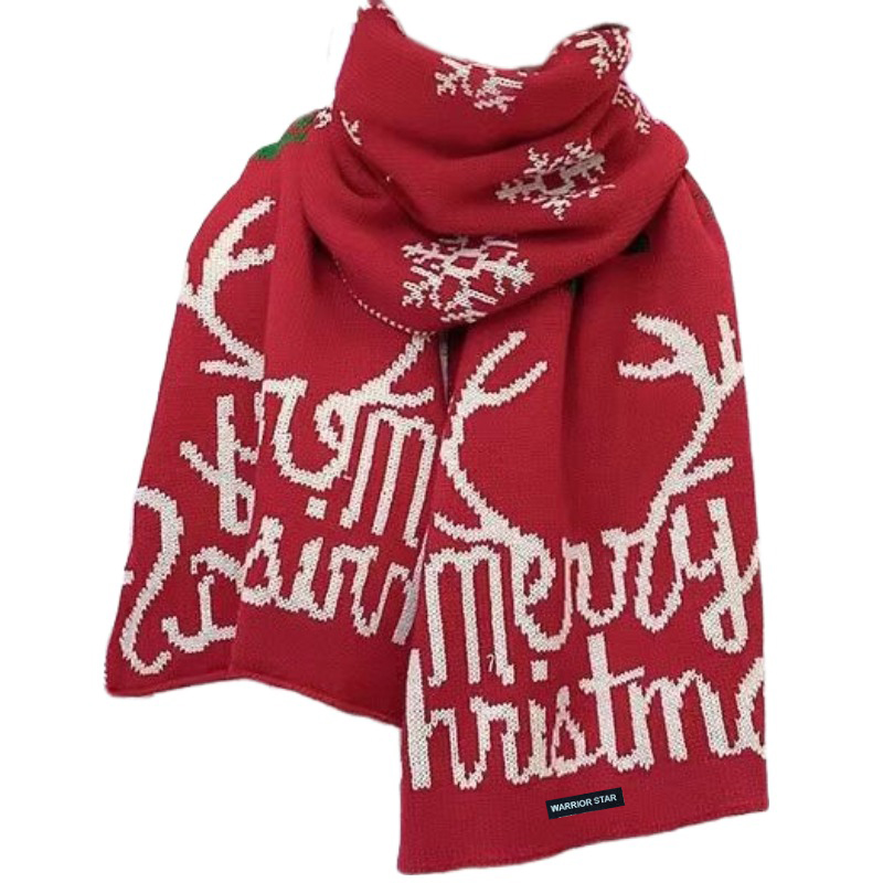 

WARRIOR Вязаный шарф женский, Red Christmas Letter
