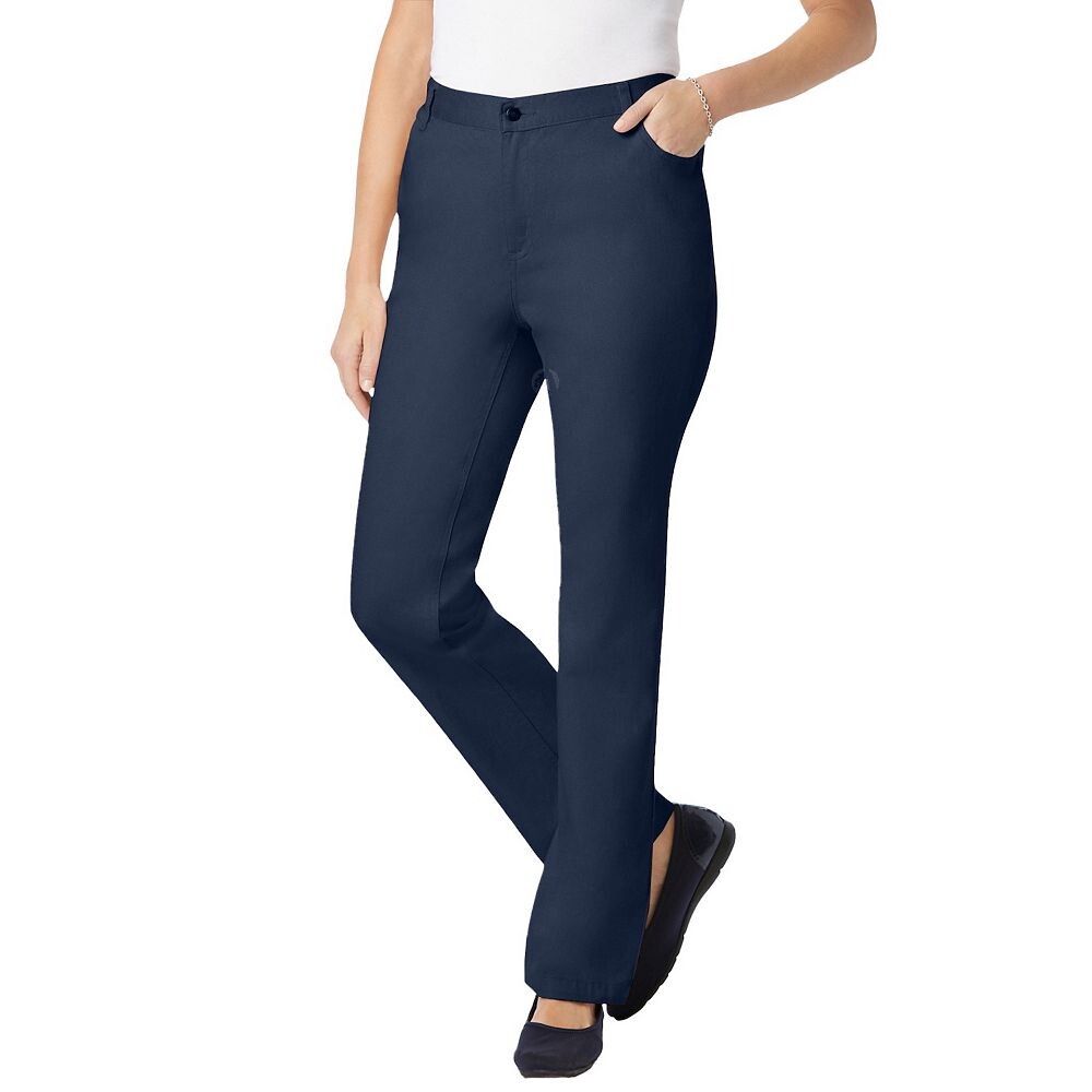 

Женщина в женских джинсах размера плюс с идеальной резинкой сбоку Woman Within, темно-синий