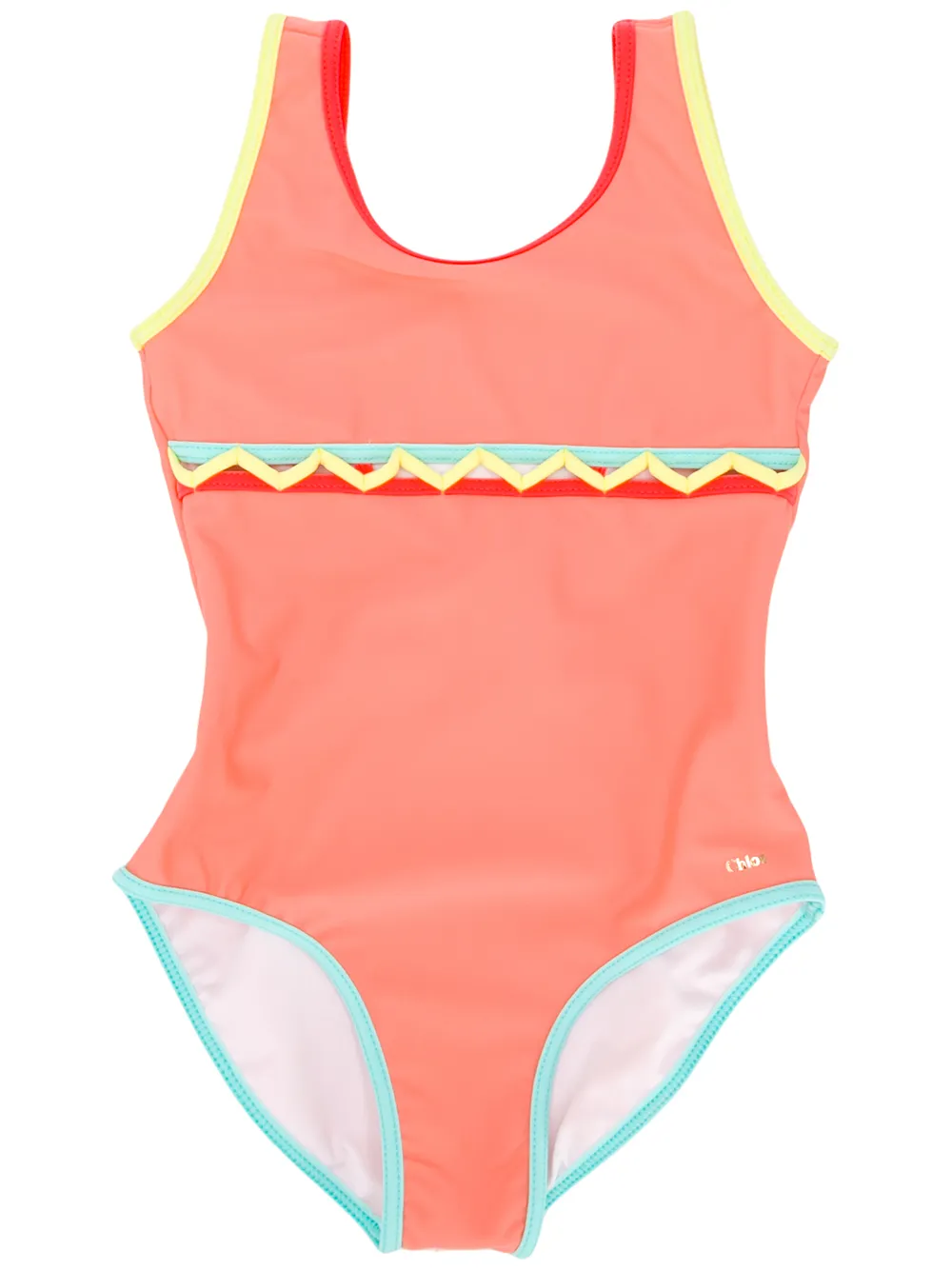 

Слитный купальник с зигзагообразным узором Chloé Kids, желтый
