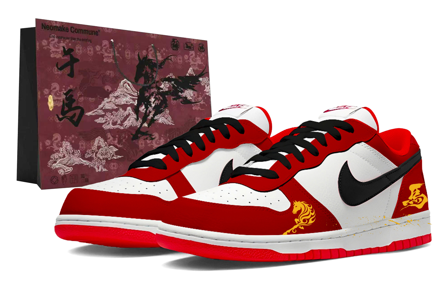 

Кроссовки для скейтбординга мужские Low top Big Cushioning Coverage Nike, new year красный