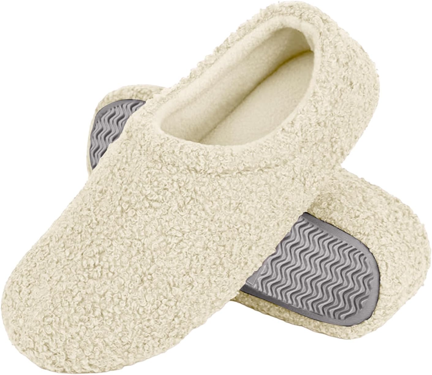 

Мягкие тапочки для женщин с толстой теплой подкладкой из шерпы, уютные домашние тапочки с мягким поролоном с эффектом памяти, мехом Teddy, противоскользящие, для дома и улицы Canbebig, бежевый