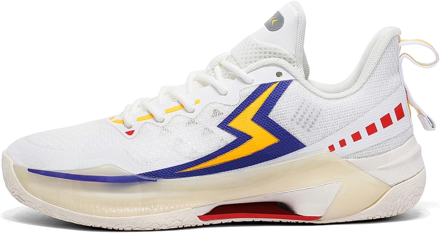 

Мужские дышащие высокие кроссовки на шнуровке с сетчатой тканью, модные, удобные, с противоскользящей подошвой для баскетбола, бега, ходьбы и тренировок Boaobaihuo, белый