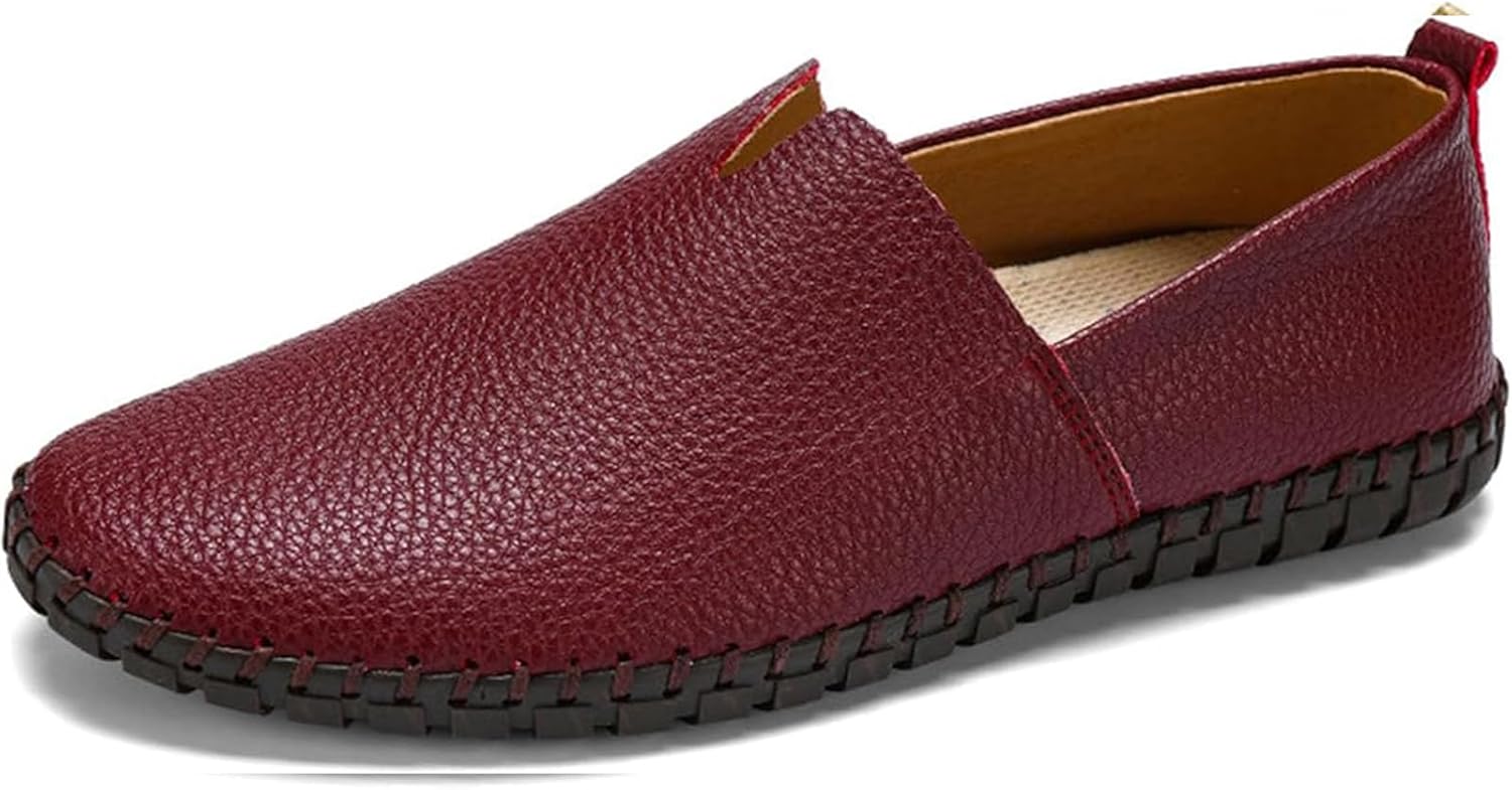 

Мужские мокасины из натуральной кожи с перфорацией, ручная работа, дышащие, повседневные и для вождения Xinduoyu, бордовый