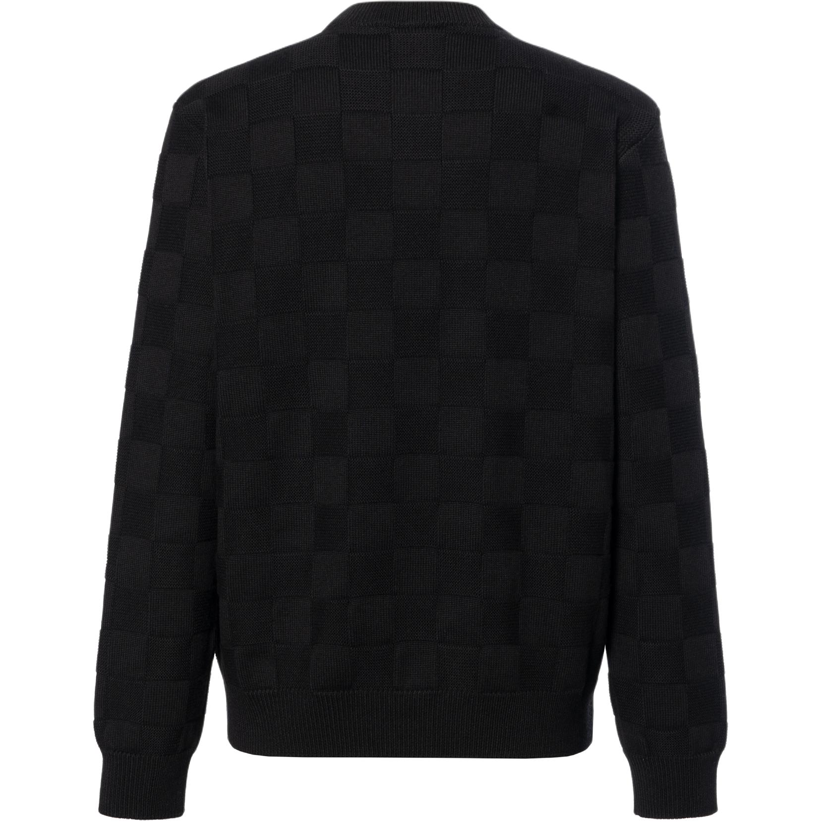 Свитер Lv с вышивкой из шерсти Damier LOUIS VUITTON, черный — фото 3