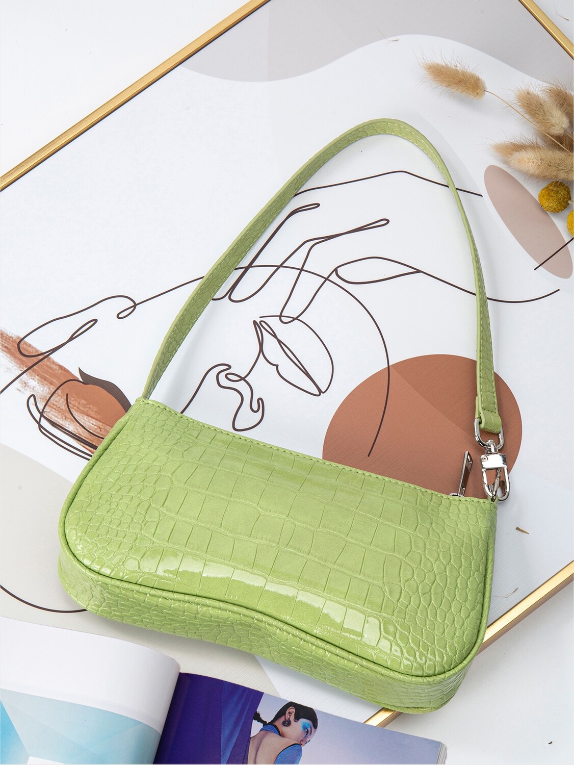 

Сумка Baguette из искусственной крокодиловой кожи, зеленый