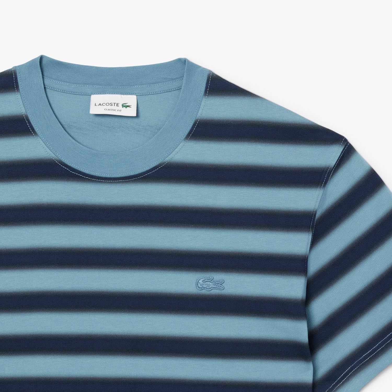 Мужская футболка LACOSTE в градиентную полоску, темно-синий — фото 4