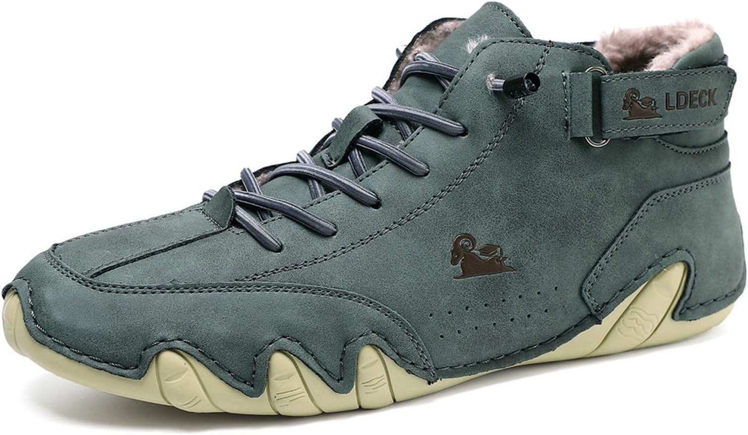 

Мужские зимние теплые кроссовки с плюшевой подкладкой, удобные повседневные обувь для улицы, противоскользящие, для ходьбы и вождения Abborora, темно-зеленый