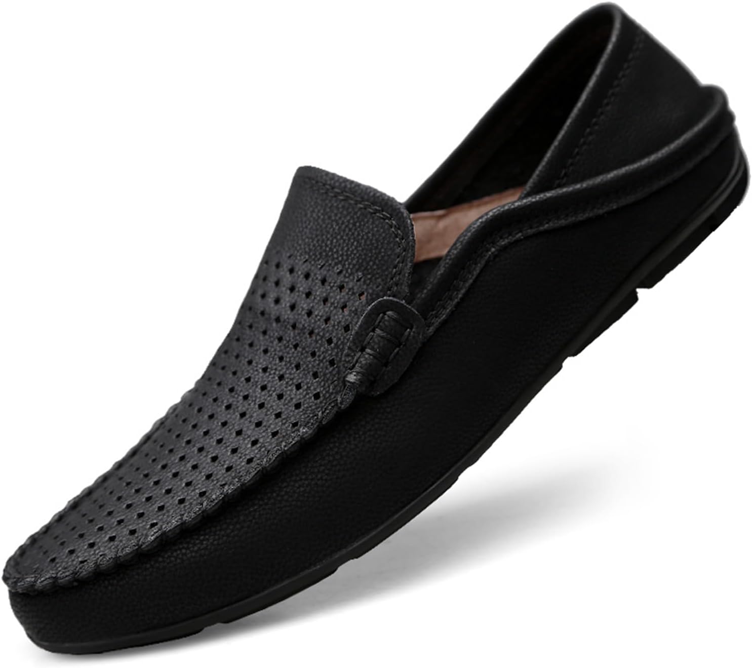 

Мужские лоферы слипоны из кожи, повседневная обувь для мужчин, удобные дышащие обувь для ходьбы и вождения Abborora, черный