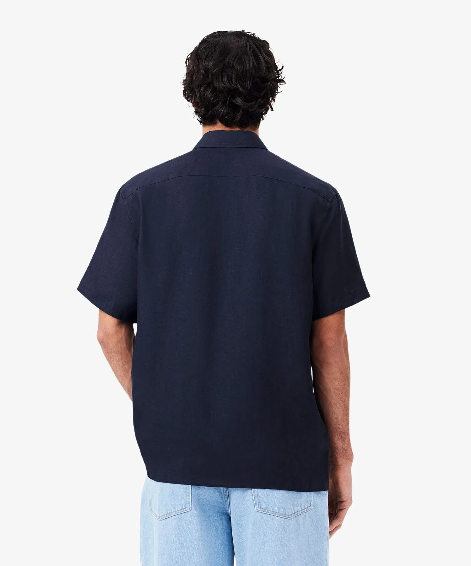 Мужская льняная рубашка LACOSTE бежевая — фото 4