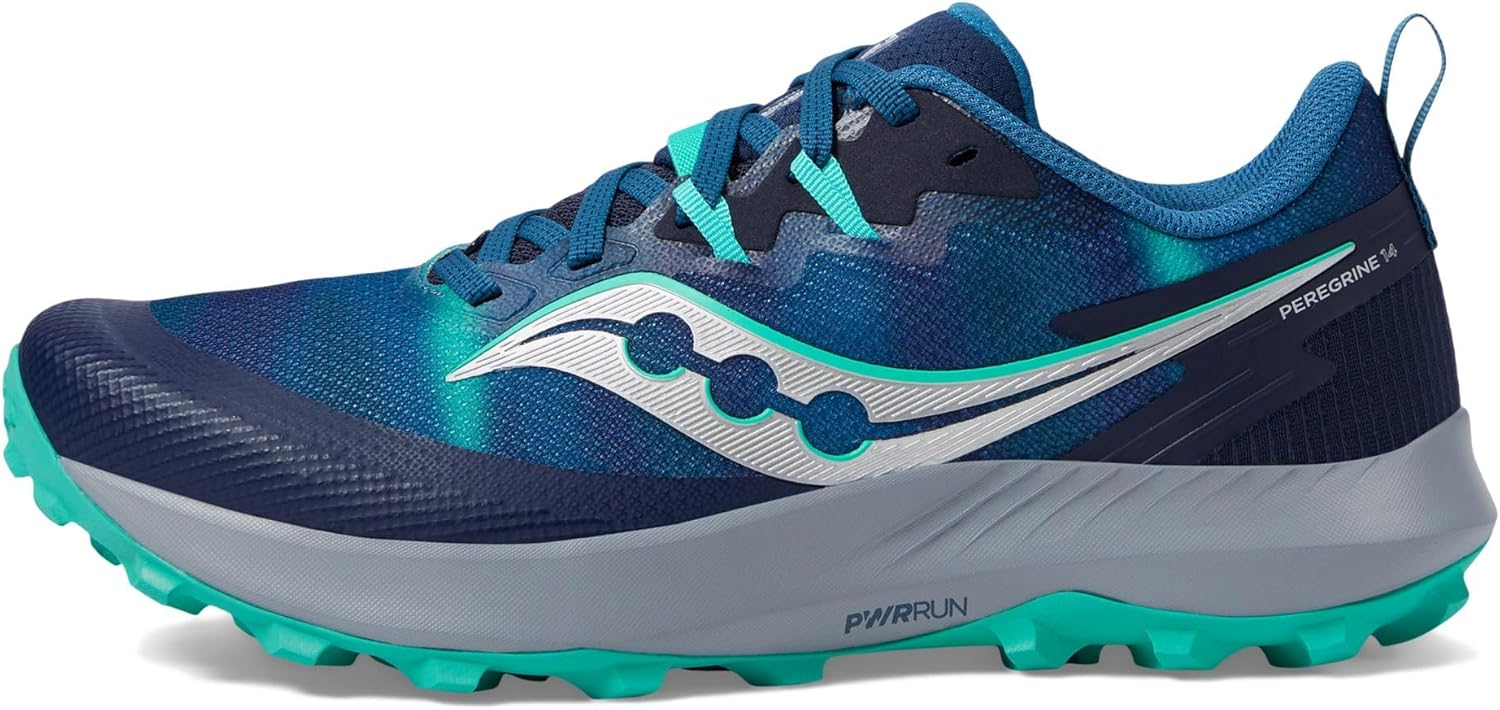 Мужские кроссовки для трейлового бега Saucony Peregrine 14, синий/мятный/темно-синий — фото 4