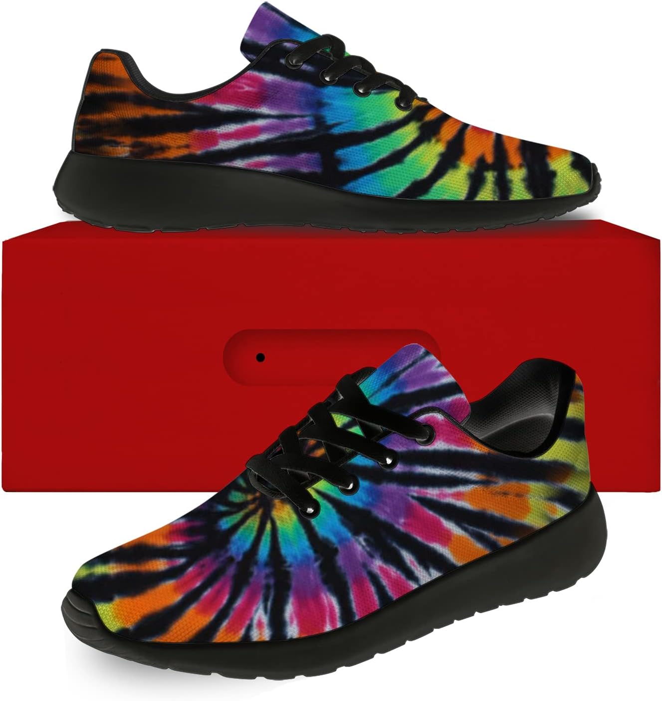 Кроссовки Horethy Tie Dye для женщин и мужчин, беговые кроссовки, женские и мужские прогулочные, теннисные кроссовки, удобные спортивные кроссовки для джоггинга, подарки, оранжевый — фото 2