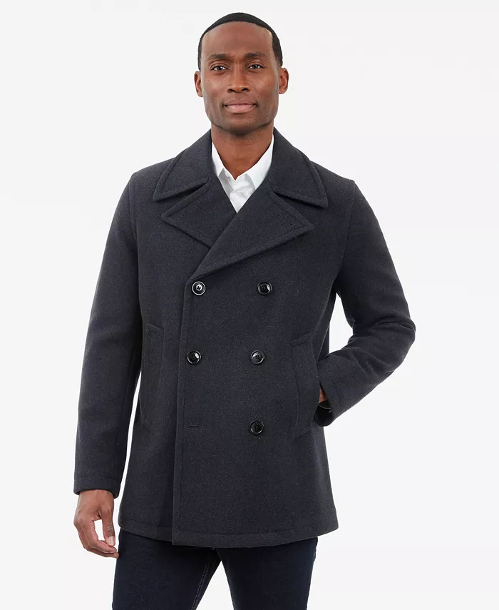 

Мужское двубортное пальто из шерстяной смеси Peacoat London Fog, серый