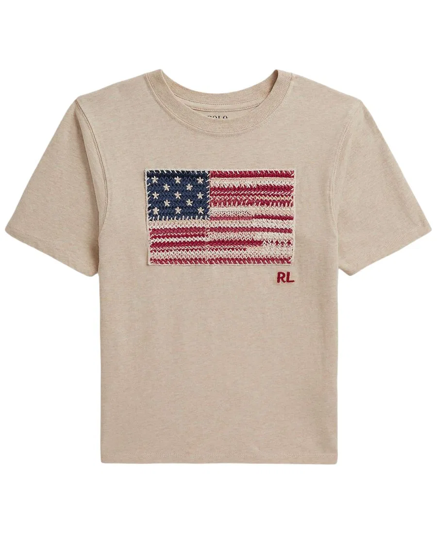 Футболка с коротким рукавом и флагом для девочек 7-16 лет Polo Ralph Lauren
