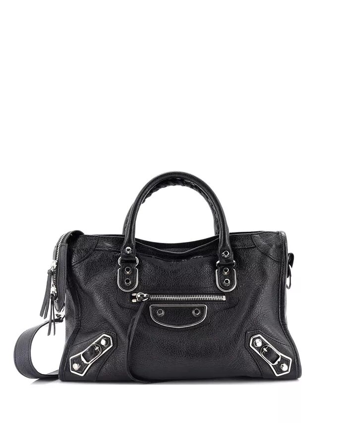 

Маленькая городская классическая сумка с металлическим краем из кожи Pre-Owned Balenciaga, черный