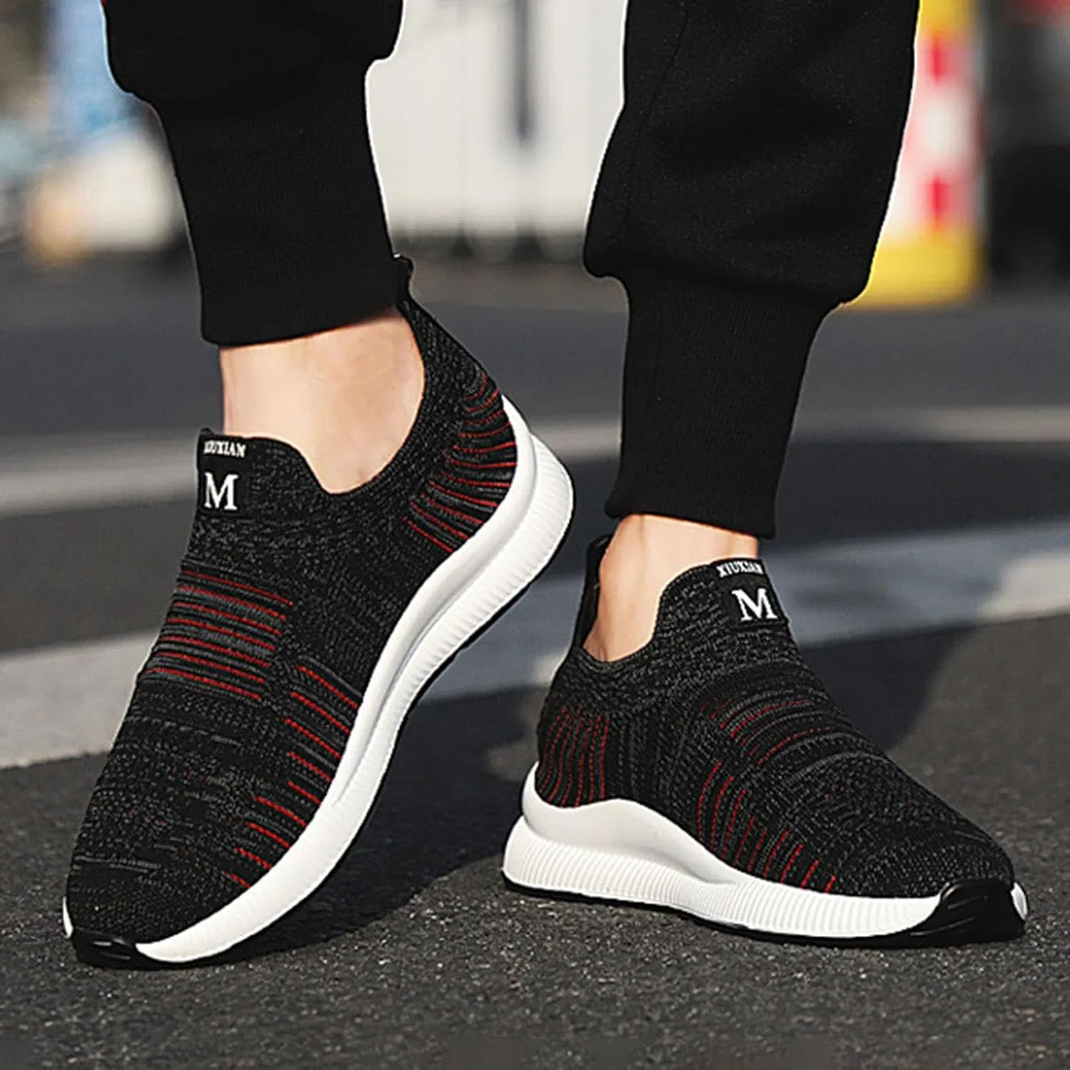 Кроссовки Herrenschuhe mit Erhöhung, lässige Mesh-Sneaker, leichte, atmungsaktive Sportschuhe zum Schnüren mit verstecktem Hebeabsatz für Männer, cm Generic, Schwarz — фото 3