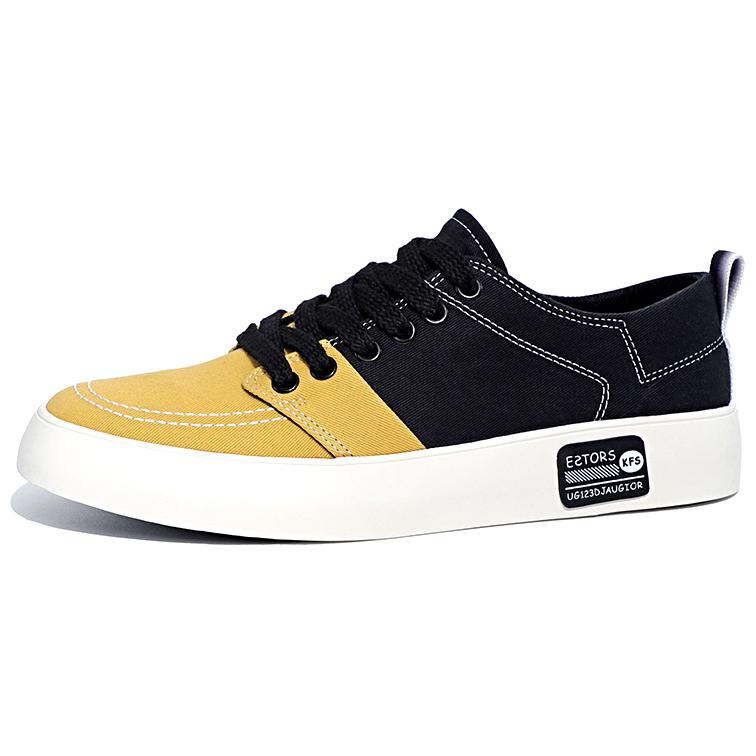 

Baoda Дышащие легкие мужские низкие кеды из холста черно-желтые, цвет Black Yellow