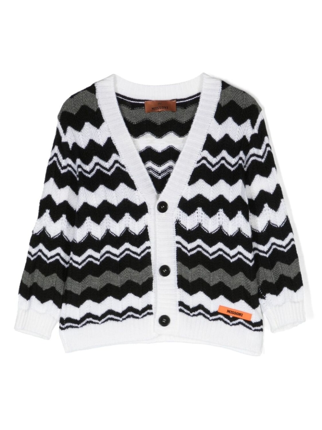 

Missoni Kids кардиган вязки интарсия с узором зигзаг, черный