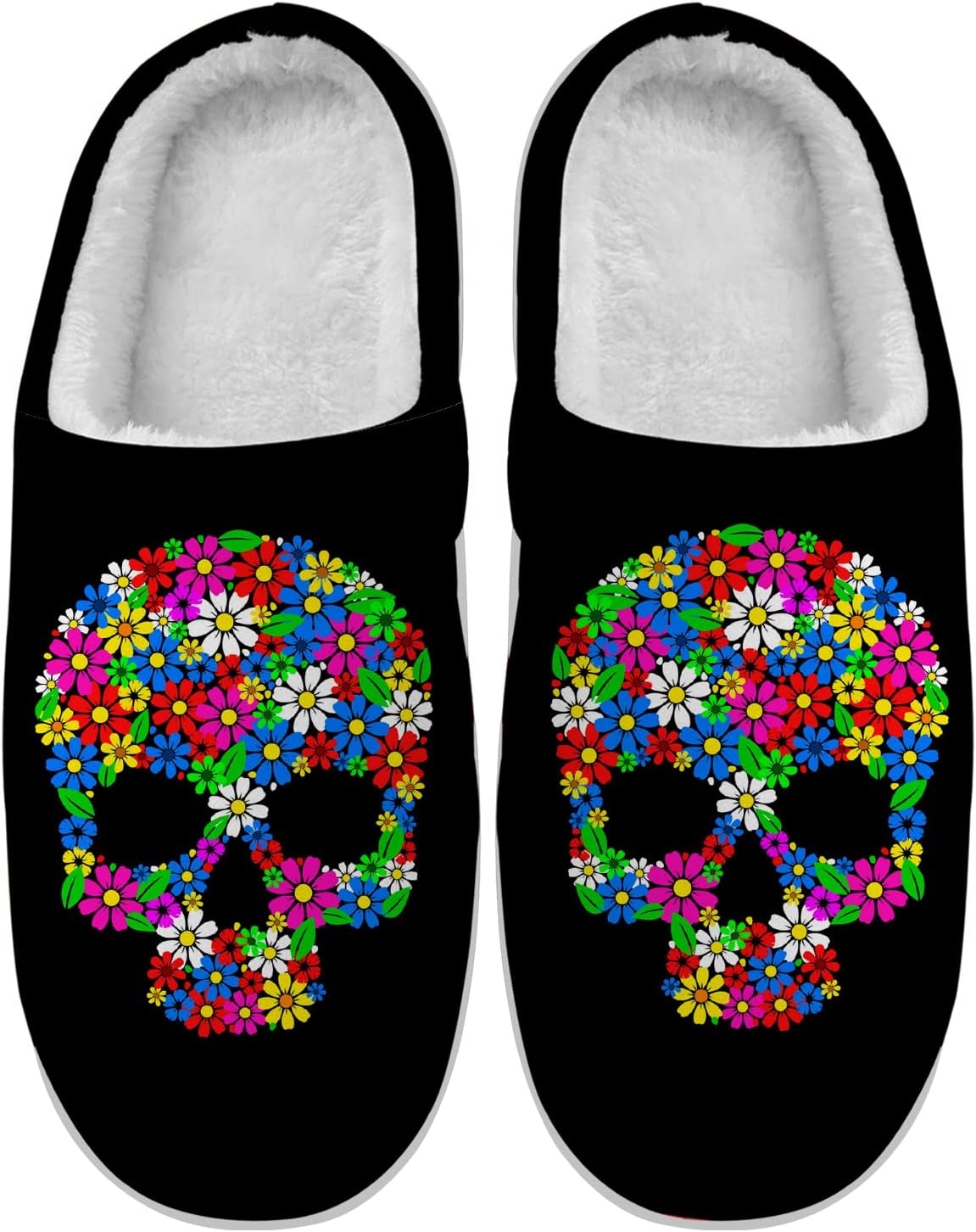 

Женские и мужские домашние тапочки с черепом, комфортные тапочки с эффектом памяти, пушистые, противоскользящие, зимние, подарок Ciadoon, Colorful