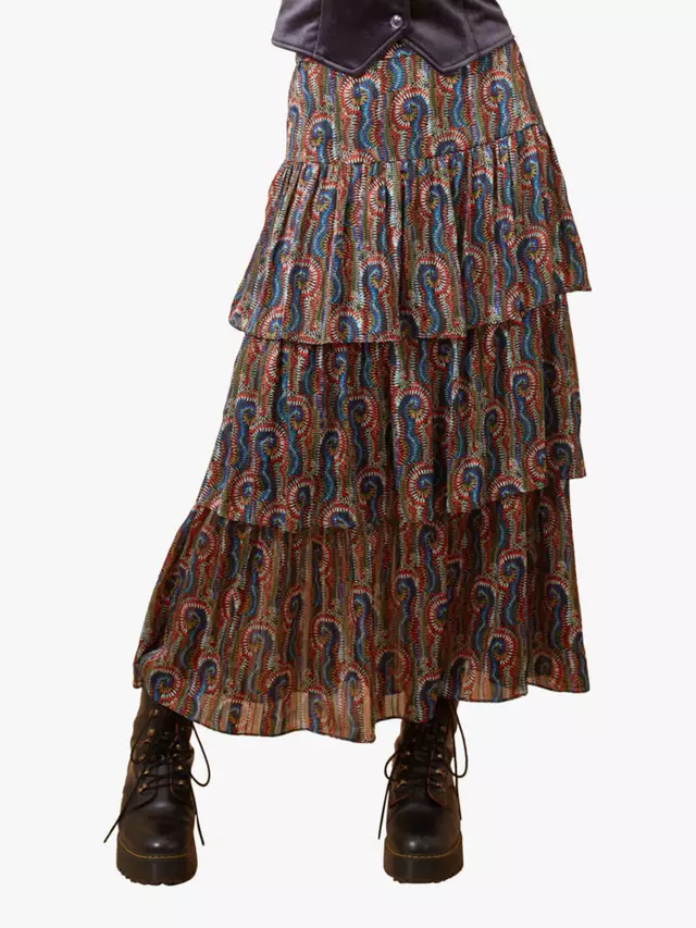 

Юбка Traffic People Falls Swirls & Strangers Print Tiered Maxi, черный