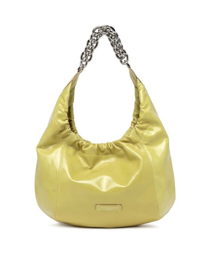 

Сумка из блестящей морской кожи с оборками. Gianni Chiarini, желтый