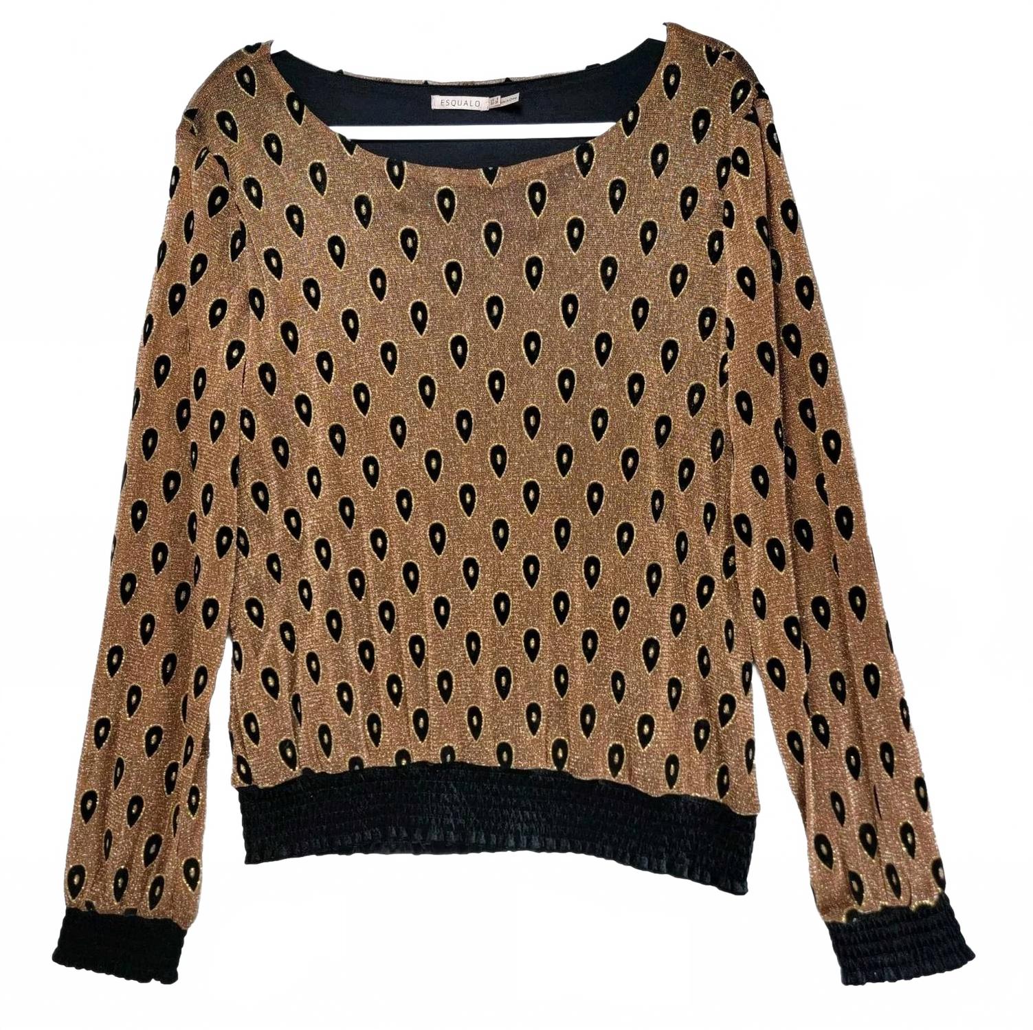 

Женский топ с круглым вырезом и узором пейсли в бронзовом цвете с черным Esqualo, Bronze With Black