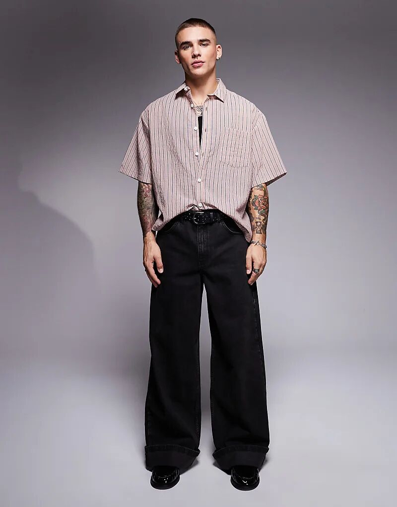 

Очень мешковатые джинсы с отворотом черного цвета ASOS DESIGN