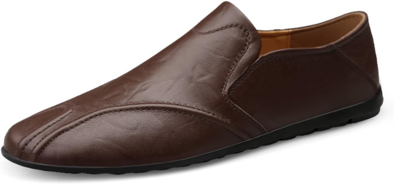 

Мужские повседневные комфортные лоферы, мужские повседневные туфли из натуральной кожи, легкие слипоны, мужские лоферы с отделкой 'пенни' Khwfjas, темно-коричневый