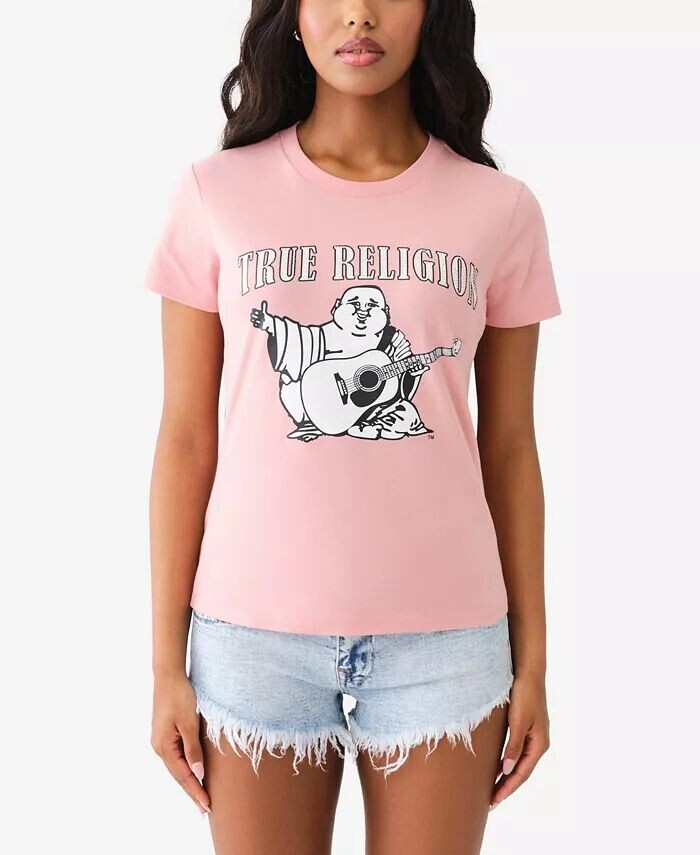 

Женская узкая футболка с круглым вырезом Buddha True Religion, розовый