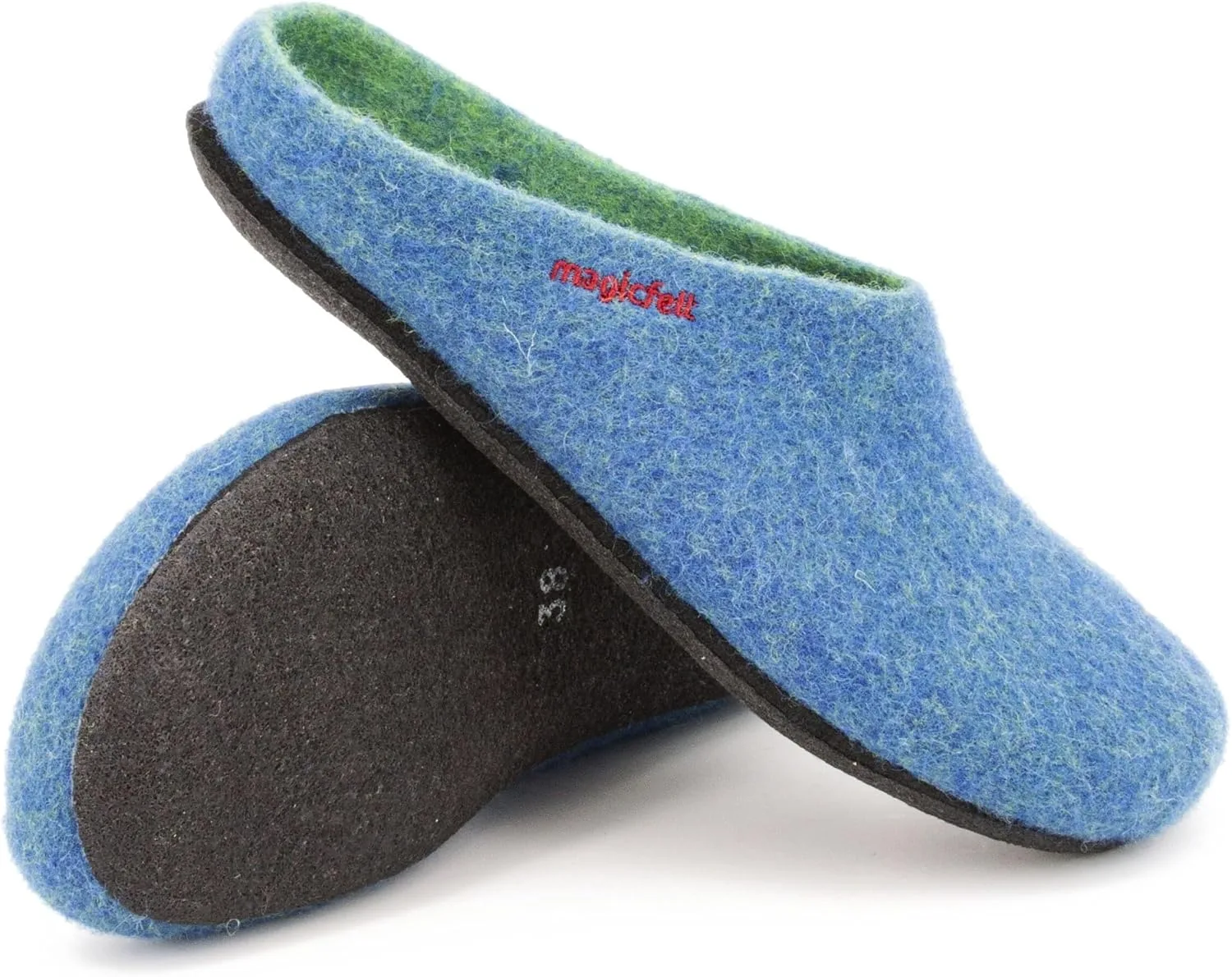 Тапочки MagicFelt AN 709 из чистой натуральной шерсти для мужчин и женщин - нескользящие и анатомической формы, цвет Lagoon