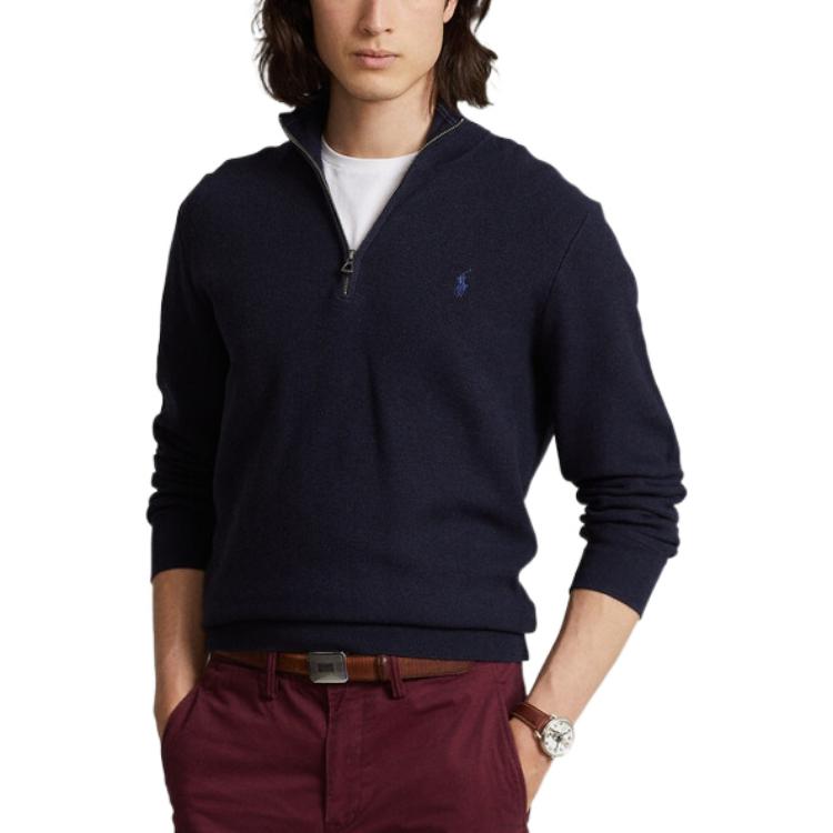 Футболка поло FW22 вязаная мужская морской синий Polo Ralph Lauren — фото 4