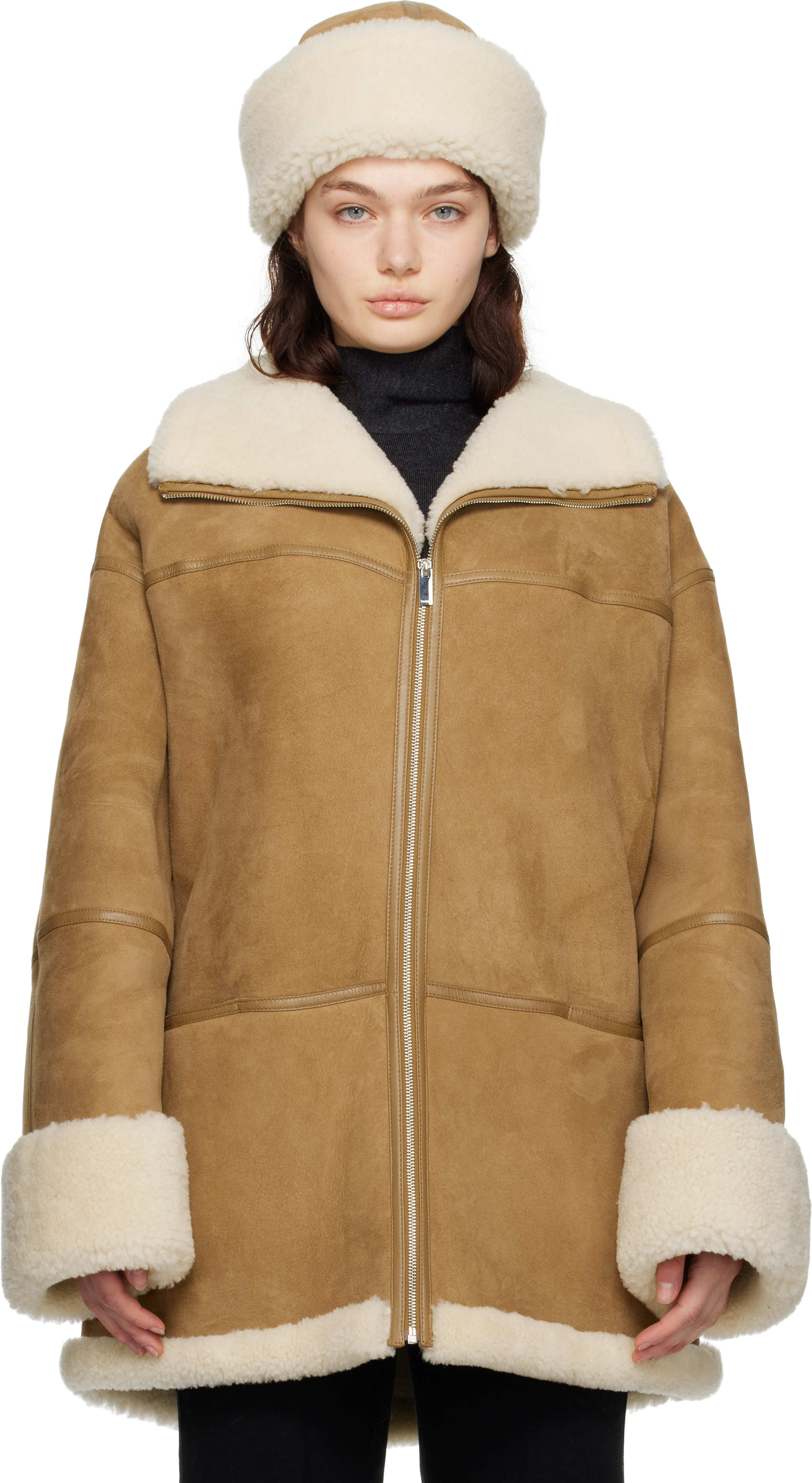 

Куртка из овчины Tan & Off-White Signature TOTEME