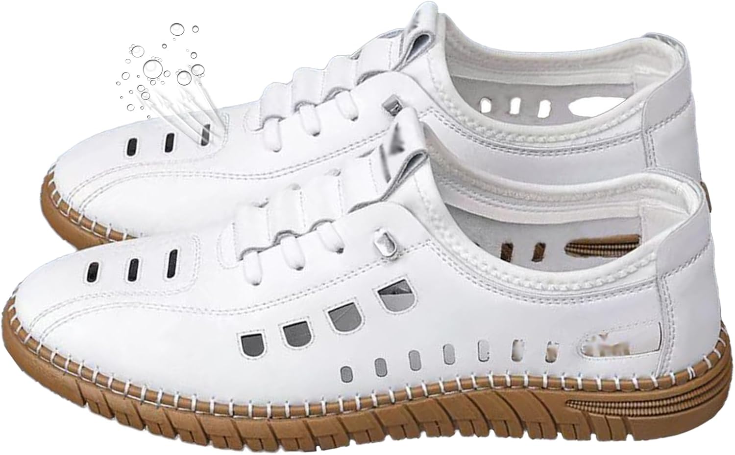 

Мужские спортивные сандалии с закрытым носком из кожи, нескользящие, легкие, дышащие, удобные, для повседневной носки, прогулок на улице, с ремешками для пляжа Generic, белый