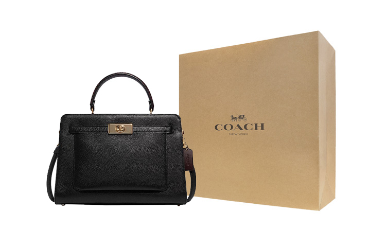 

COACH Lane Carryall Leather One Shoulder Handbag, Crossbody Bag Tubas Women's Black