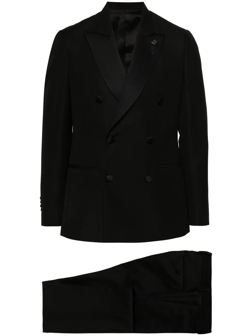 

Костюм из смесовой шерсти с двубортным пиджаком Lardini, черный