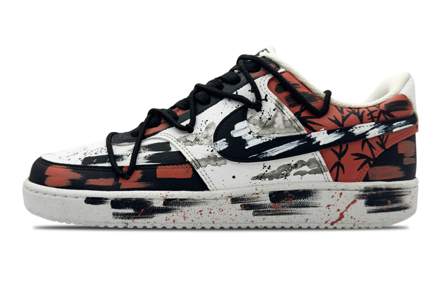 

Кроссовки Nike Court Vision 1 Skateboarding Shoes Men Low-top Black/Red, темно-красный