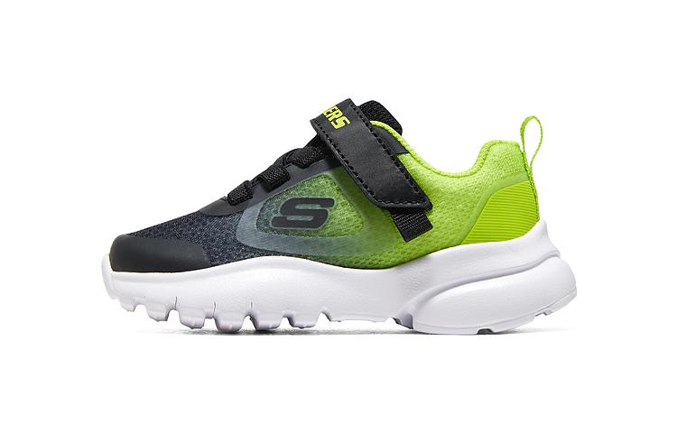 Дышащие и легкие низкие детские туфли черно-зеленые Skechers для малышей — фото 2