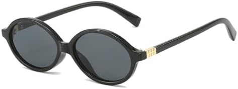 

Модные маленькие овальные солнцезащитные очки для женщин, защита от УФ-излучения UV400, винтажные прозрачные линзы цвета океана, мужские солнцезащитные очки в стиле панк MTZJH, Black Gray