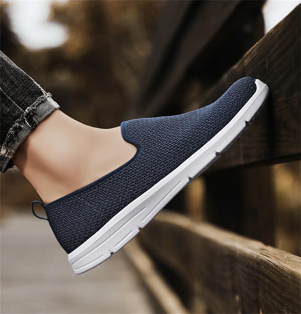 Мужские туфли, повседневные кроссовки для мужчин, мужские слипоны, кроссовки для бега и повседневного ношения, легкие, дышащие, с сетчатым верхом Abborora, синий — фото 3