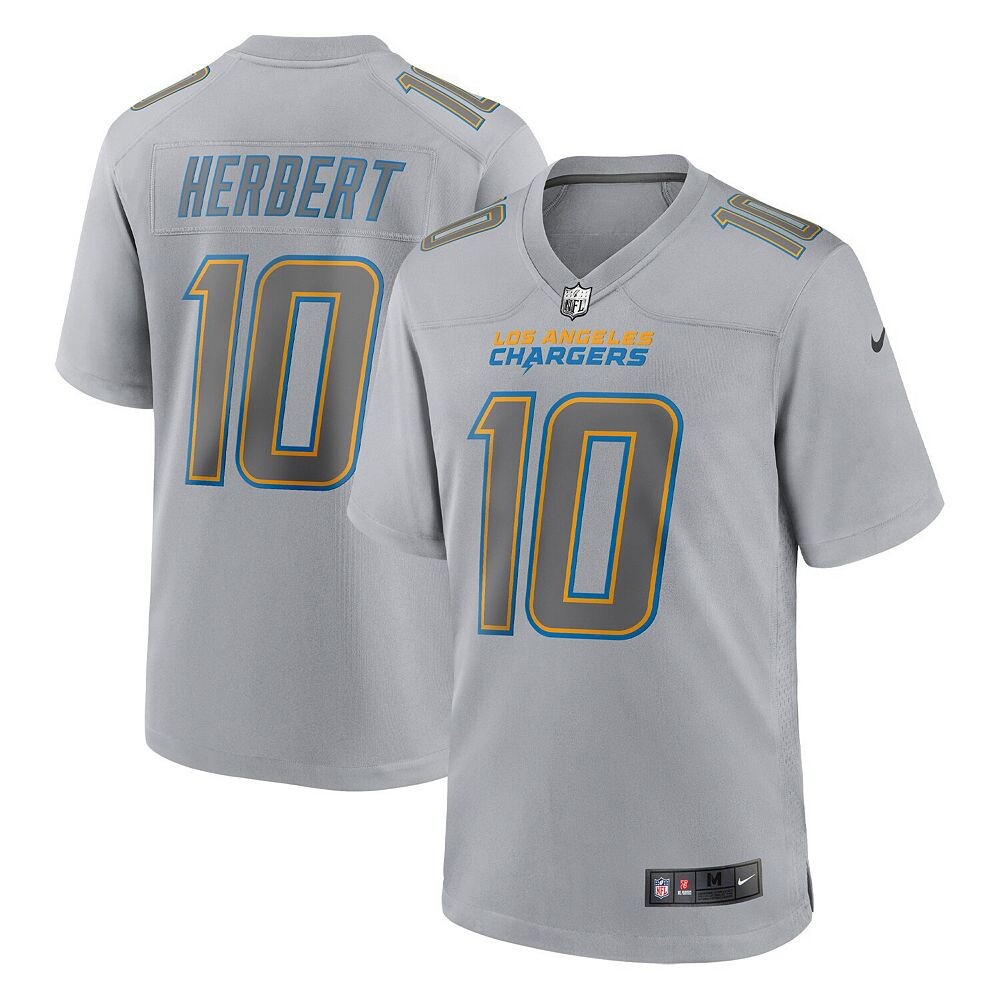 

Мужское джерси Nike Justin Herbert Grey Los Angeles Chargers Atmography Fashion Game Джерси, цвет Chg Grey