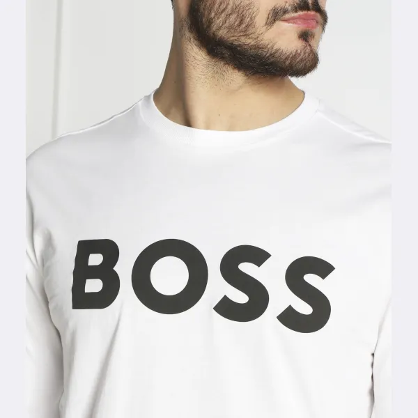 Тон 1 с длинным рукавом стандартного кроя Boss, белый — фото 4