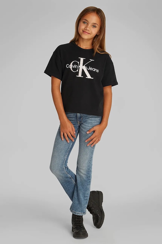 

Детская хлопковая футболка Calvin Klein Jeans, черный