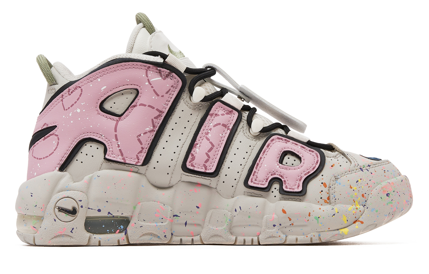 Детские баскетбольные кроссовки Nike Air More Uptempo, бело-розовые — фото 3