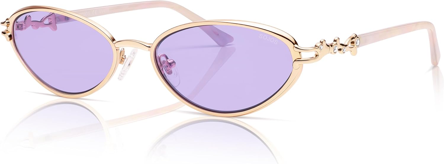 

Солнцезащитные очки SOJOS Retro Cat Eye для женщин и мужчин, оправа из ацетата и металла, модные дизайнерские очки с защитой от УФ-излучения UV400, цвет «Олений рог», Gold/Gardient Purple