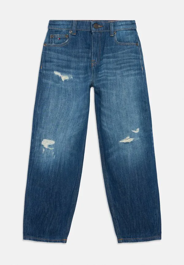 Потертые, выцветшие, зауженные джинсы прямого кроя. Tommy Hilfiger, Dark Blue