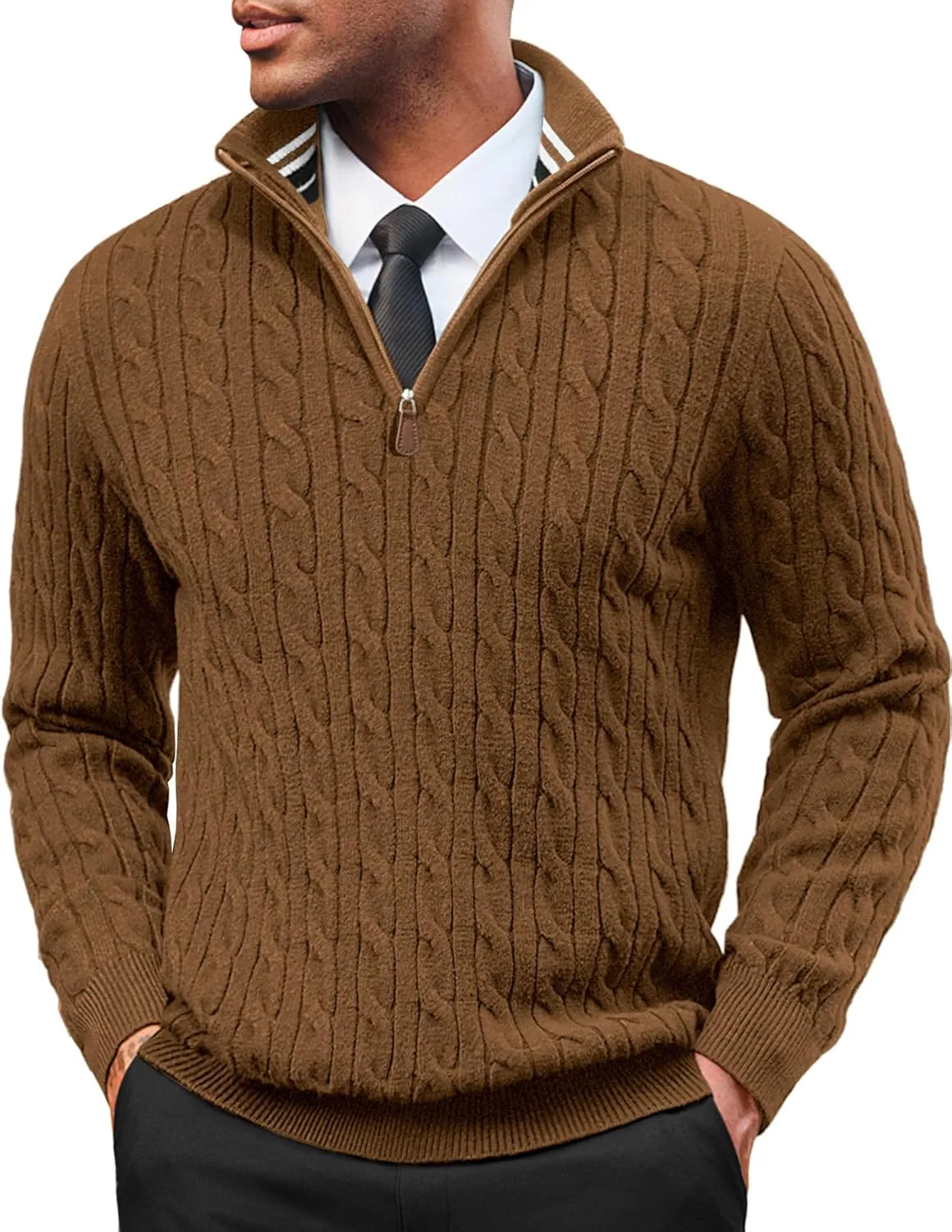 

Мужской свитер Paul Jones с воротником-стойкой и ажурным узором PJ PAUL JONES