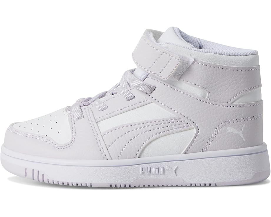 Кроссовки PUMA Kids Rebound Layup Mid Hook And Loop, цвет Puma White/Lilac Frost — фото 4