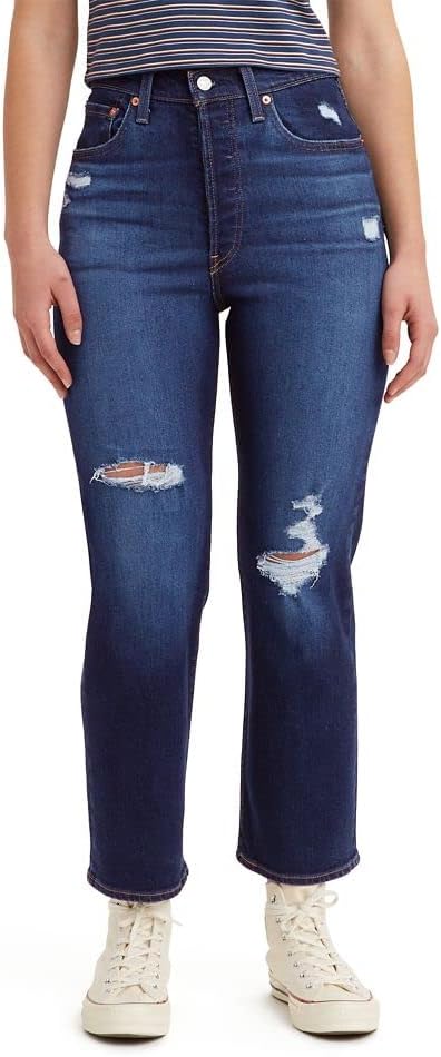 

Женские джинсы Levi's Ribcage Straight Ankle, Dark Indigo Destructed
